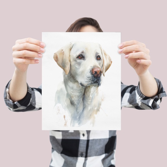 Watercolor Labrador Retriever Dog Portrait Wall Art Print, Unframed - Picture 4 of 7
